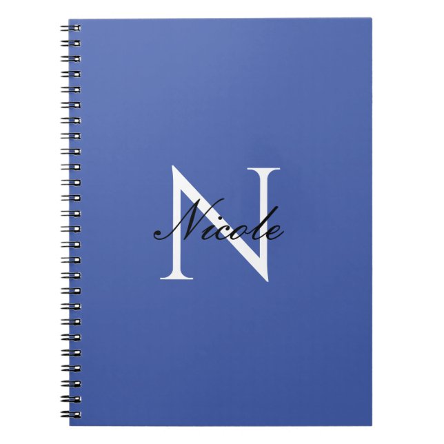 Carnet Monogramme Initiale Nom Propre Manuscrit Bleu (Devant)