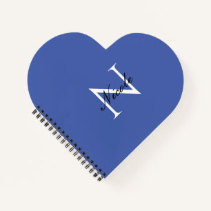 Carnet Monogramme Initiale Nom Propre Manuscrit Bleu