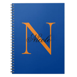 Carnet Monogramme Initiale Nom Propre Manuscrit Bleu Fonc