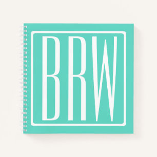 Carnet Monogramme Initiales 3 Modernes Gras Blanc Sur A