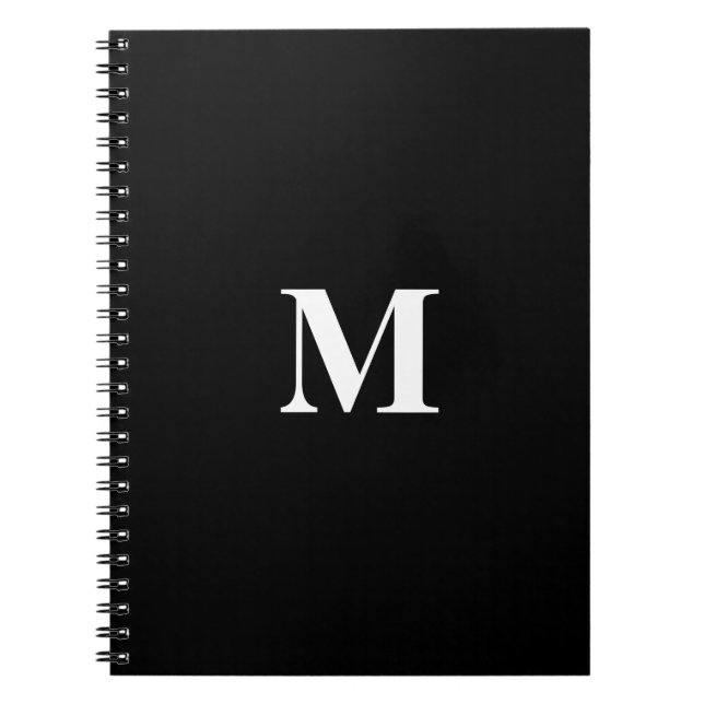 Carnet Monogramme Initiales Nom personnalisé Black White  (Devant)