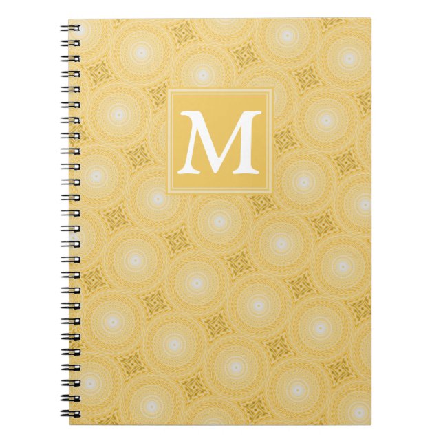 Carnet Monogramme jaune cercles motif (Devant)