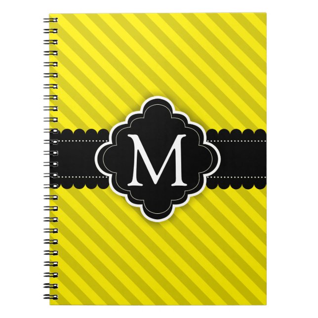 Carnet Monogramme jaune de coutume de noir de motif de (Devant)
