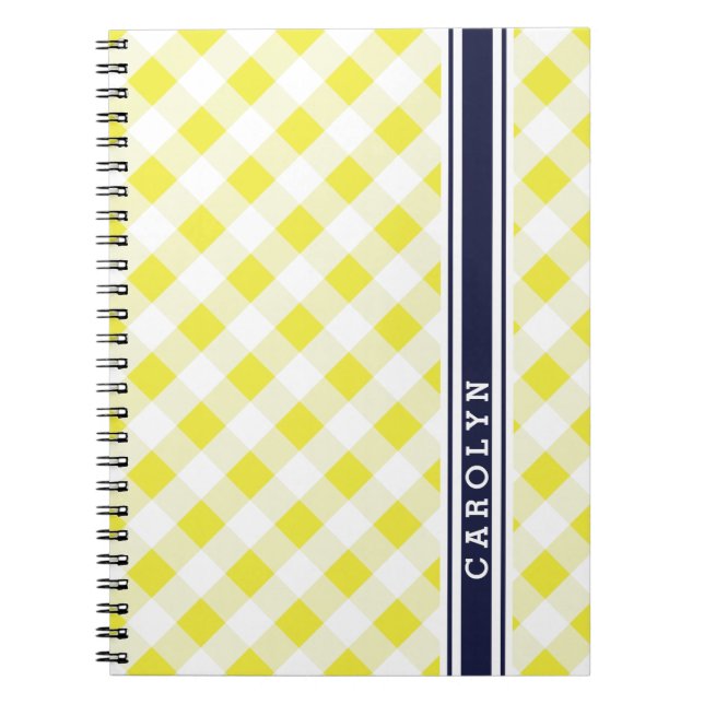 Carnet monogramme jaune de très bon goût chic de motif de (Devant)