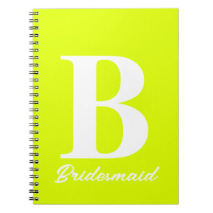Carnet Monogramme jaune fluorescent Mariage
