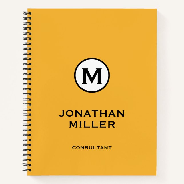 Carnet Monogramme Jaune moderne et tendance (Devant)