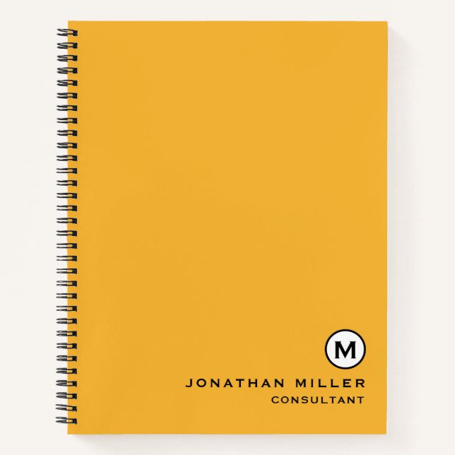 Carnet Monogramme jaune moutarde moderne à la mode (Devant)