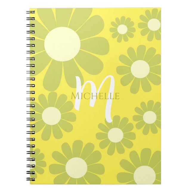 Carnet Monogramme jaune pâle vert (Devant)