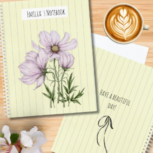 Carnet Monogramme joli rétro pastel des années 50 floral
