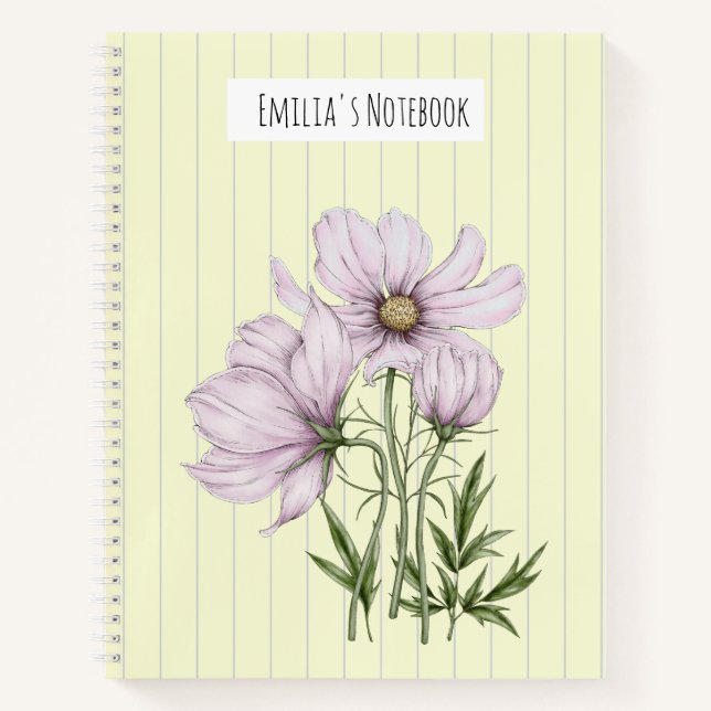 Carnet Monogramme joli rétro pastel des années 50 floral  (Devant)