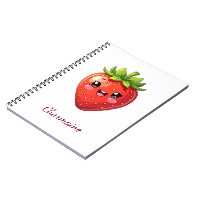 Carnet Monogramme jolie fraise kawaii (Côté gauche)