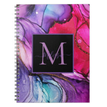 Monogramme marbré violet rose élégant moderne