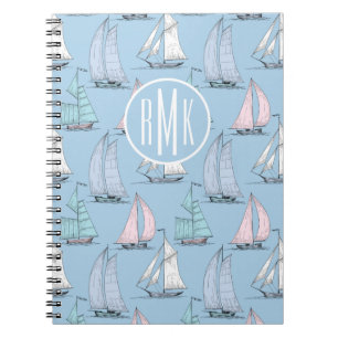 Carnet Monogramme mignon du motif de voilier