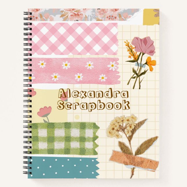 Carnet Monogramme mignon scarbook Girly retro Moderne (Devant)