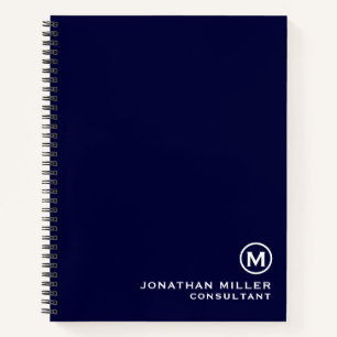 Carnet Monogramme minimal bleu marine