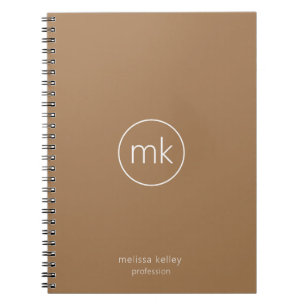 Carnet Monogramme minimal commercial initial blanc et bei