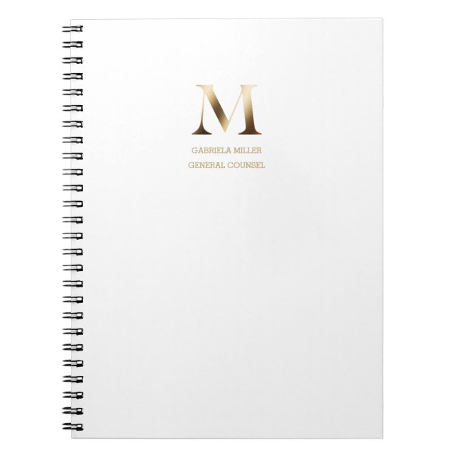 Carnet Monogramme minimal en or | BLANCHE (Devant)