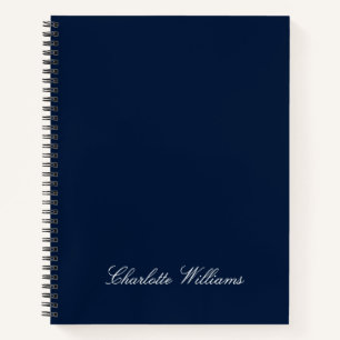 Carnet Monogramme minimaliste bleu marine écriture tendan