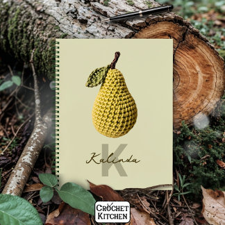 Carnet Monogramme minimaliste de poire de Crochet jaune m