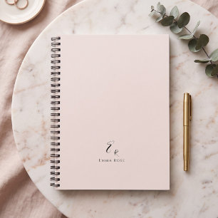 Carnet Monogramme minimaliste élégant rose poudré