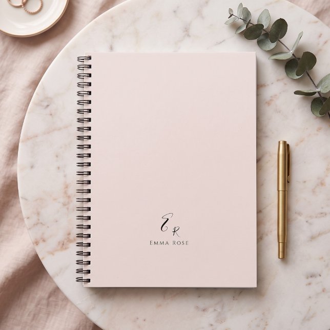 Carnet Monogramme minimaliste élégant rose poudré (Créateur téléchargé)