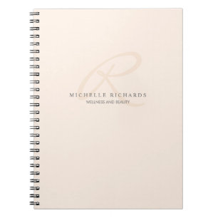 Carnet Monogramme minimaliste épicé rose Whisper