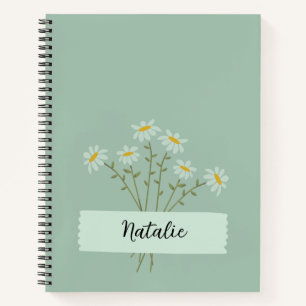 Carnet Monogramme minimaliste fille mignon simple bleu ma