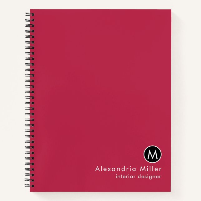 Carnet Monogramme minimaliste magenta moderne (Devant)