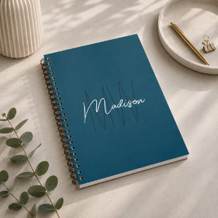 Carnet Monogramme Minimaliste Moderne Bleu