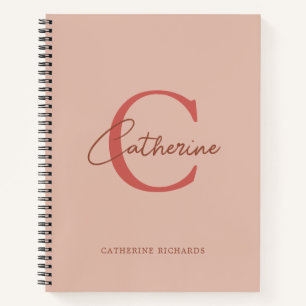 Carnet Monogramme minimaliste moderne de framboise