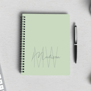 Carnet Monogramme Minimaliste Moderne Vert Sauge