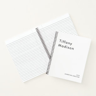 Carnet Monogramme Minimaliste Noir et Blanc Nom Année Per