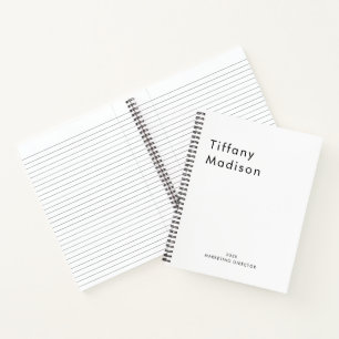Carnet Monogramme Minimaliste Noir et Blanc Nom Année Per