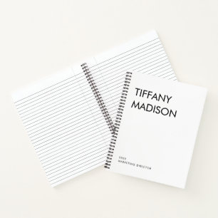 Carnet Monogramme Minimaliste Noir et Blanc Nom Année Per