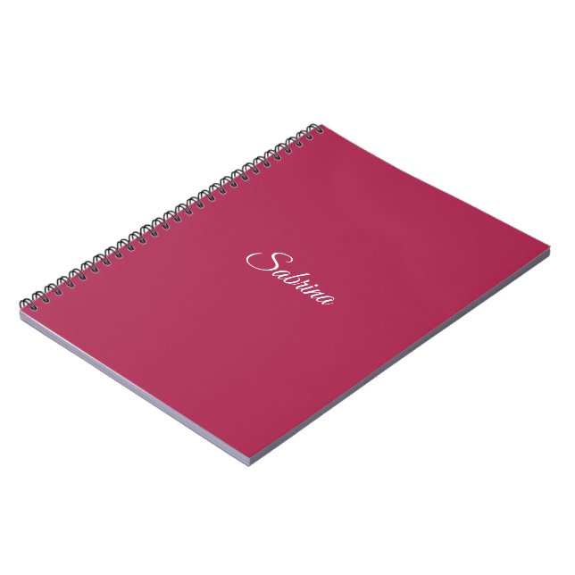 Carnet Monogramme minimaliste rose cerise rose (Côté gauche)