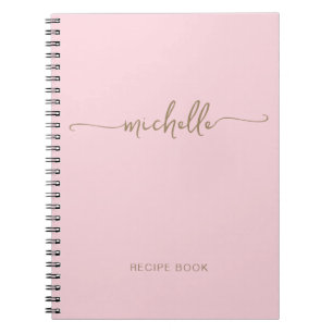 Carnet Monogramme minimaliste Rose rose Girl or