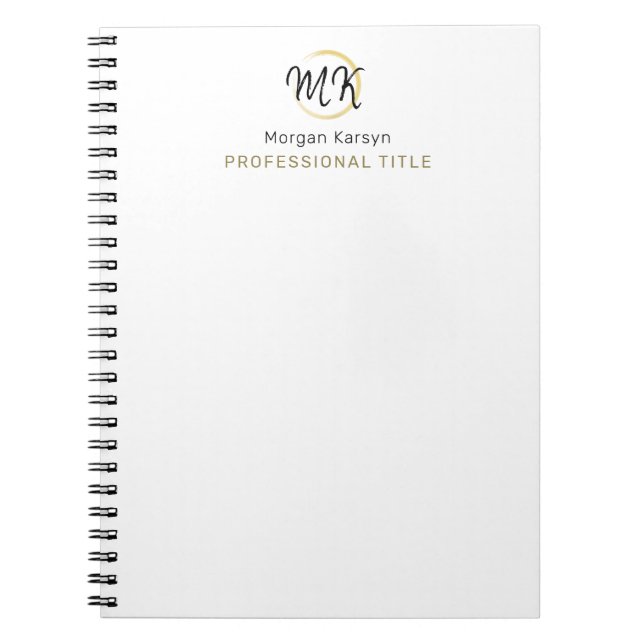 Carnet Monogramme Modèle élégant en or blanc moderne simp (Devant)