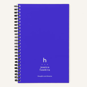 Carnet Monogramme Moderne Bleu Électrique Tendance