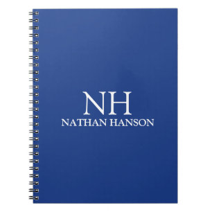 Carnet Monogramme Moderne Bleu Simple