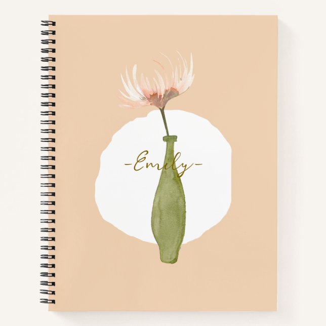 Carnet Monogramme moderne douce arrière - plan aquarelle  (Devant)