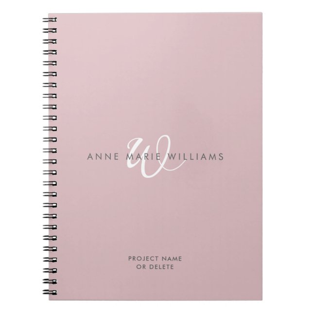 Carnet Monogramme Moderne Écriture Blanche sur Lilas Pous (Devant)