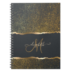 Carnet Monogramme moderne Elegant Gold Touch