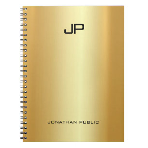 Carnet Monogramme moderne Elegant Modèle Or Professionnel