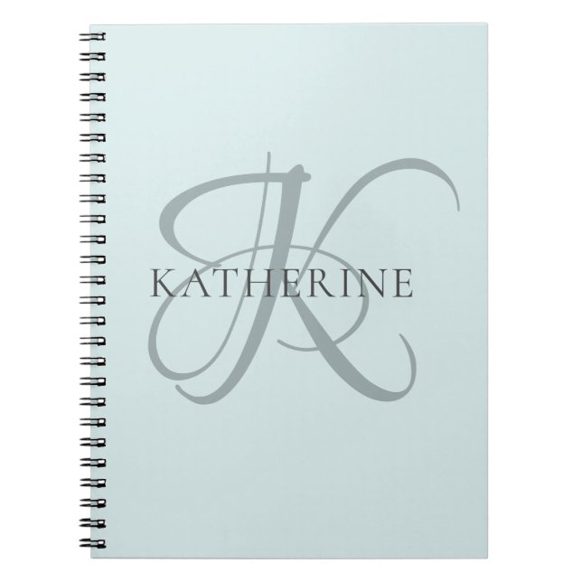 Carnet Monogramme moderne élégant Script Aqua Blue (Devant)