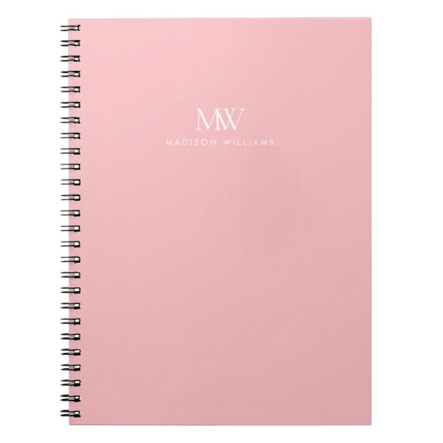 Carnet Monogramme Moderne Élégant Simple Rose (Devant)