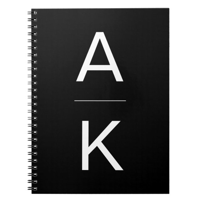 Carnet monogramme moderne et moderne noir et blanc person (Devant)