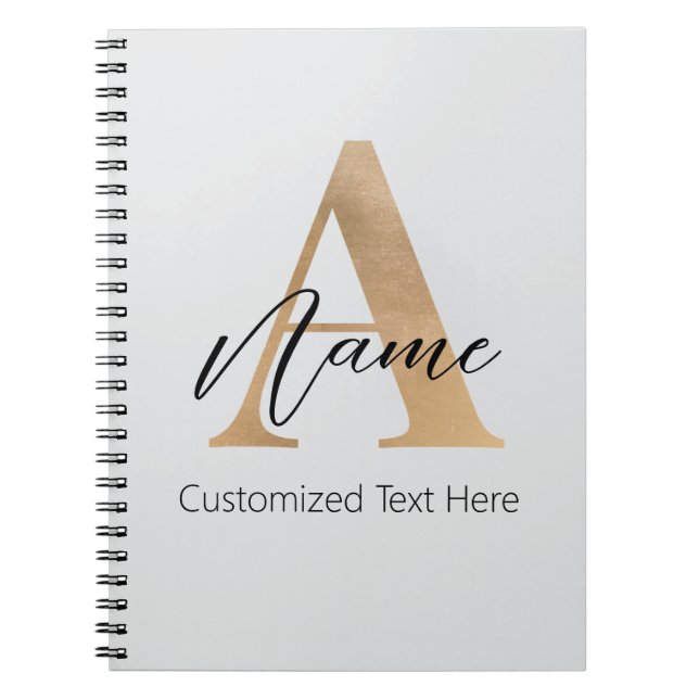 Carnet Monogramme moderne Initiale A & Nom Personnalisé (Devant)