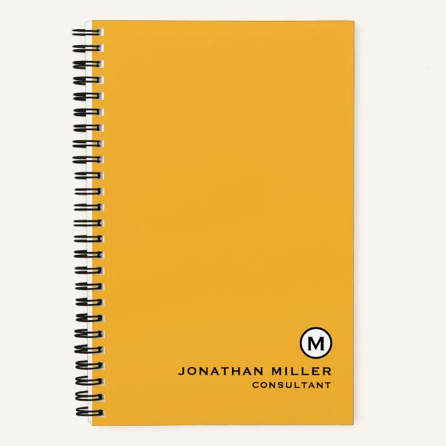Carnet Monogramme moderne minimaliste spirale jaune (Recto)