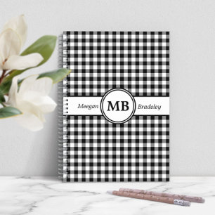 Carnet Monogramme moderne Motif noir et blanc