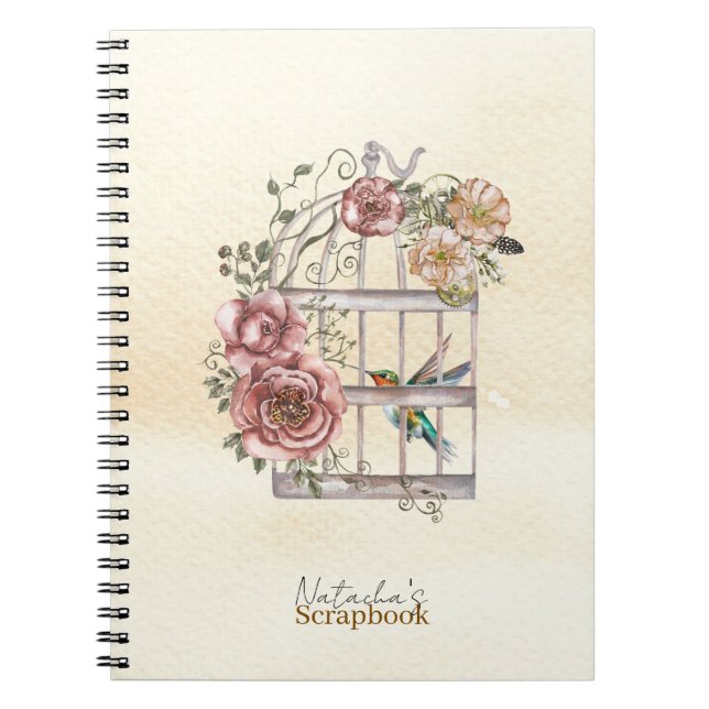 Carnet Monogramme Moderne pastel papier d'aquarelle (Devant)